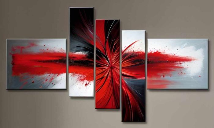 Tableau Moderne Rouge gris abstrait - Artiste Eva Jekins