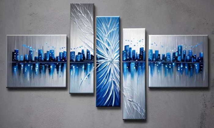 Tableau Moderne Bleu Design - Artiste Eva Jekins