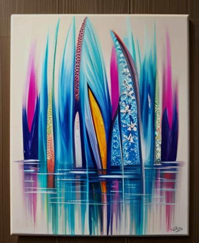 Tableau peinture Marine Hawaï couleurs - artiste EVA JEKINS