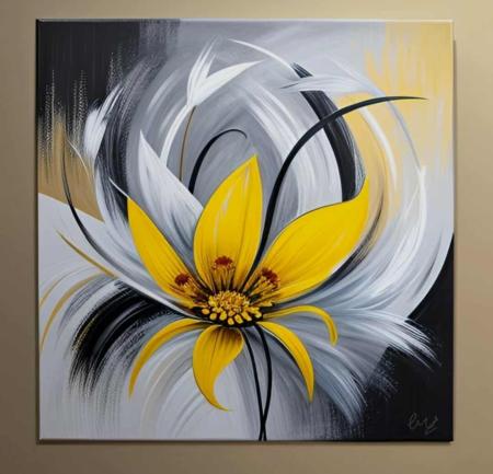 Tableau Fleur jaune Elegance - artiste EVA JEKINS