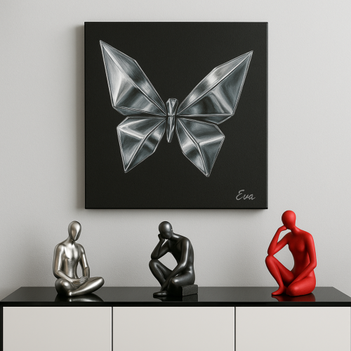 Peinture Papillon Origamy Métal — Édition Limitée