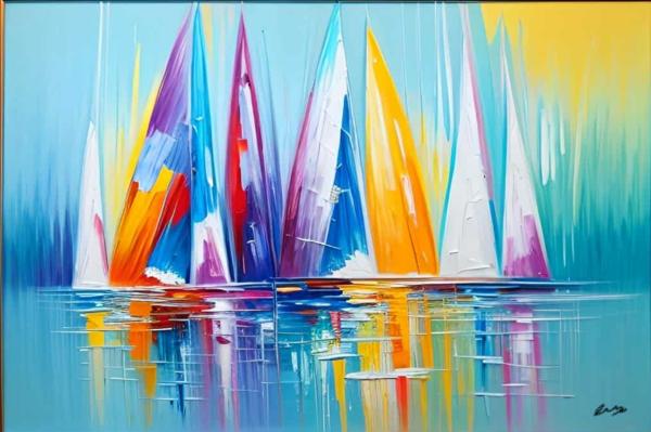 Tableau peinture Voiles de Couleurs - artiste EVA JEKINS