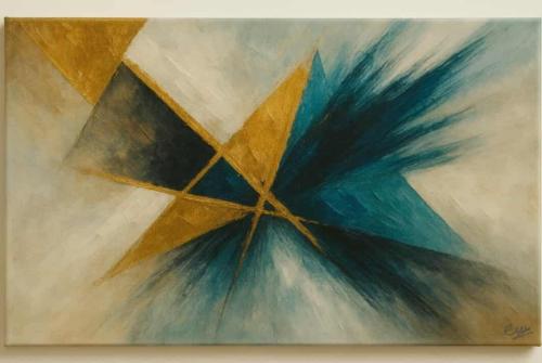 Tableau peinture Bleu Canard Doré Nuances naturelles xxl