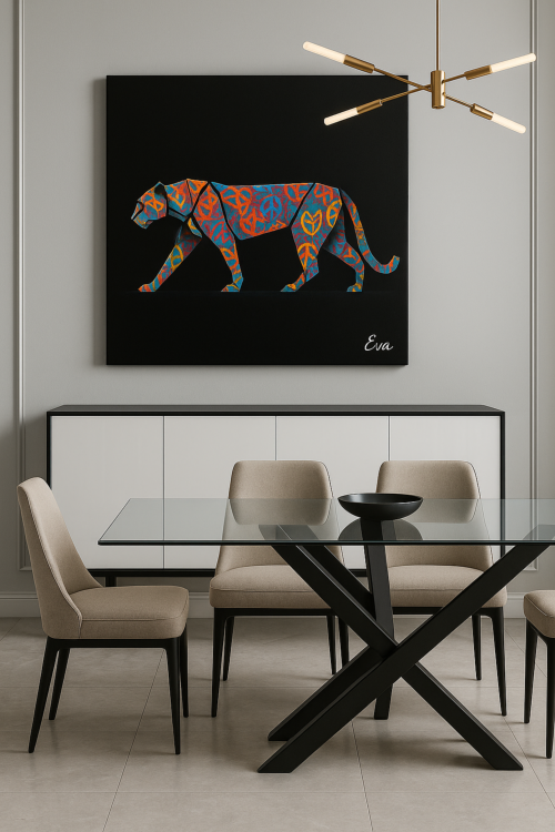 Panthère Origamy Graffiti – Tableau Peint à la Main – Edition Limitée