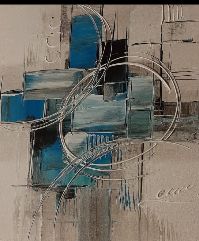 Tableau Abstrait Nuances de Bleu 
