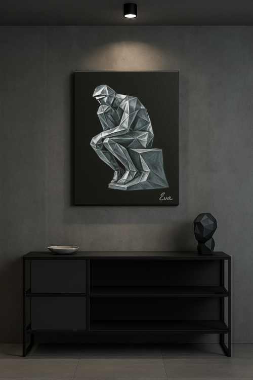 Peinture L’Intemporel – Penseur Origamy Métal -Édition Limitée