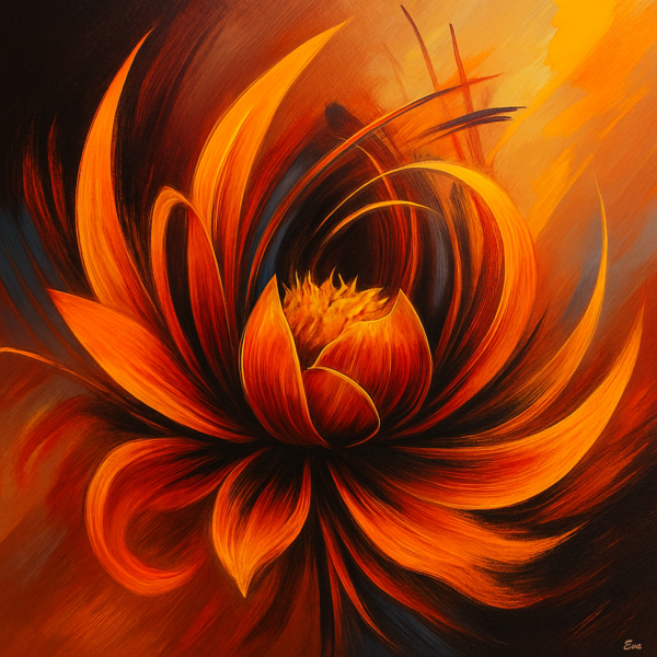 Tableau moderne Fleur Orangé