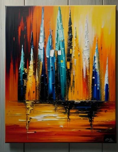 Tableau peinture Marine Minimaliste Colorée - artiste EVA JEKINS