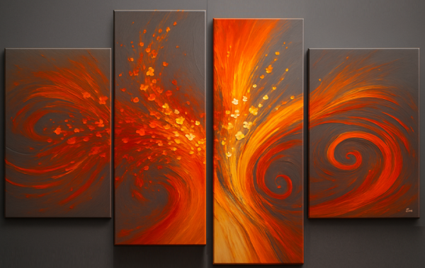 Tableau peinture Orangé Taupe Phoenix -Artiste Eva Jekins