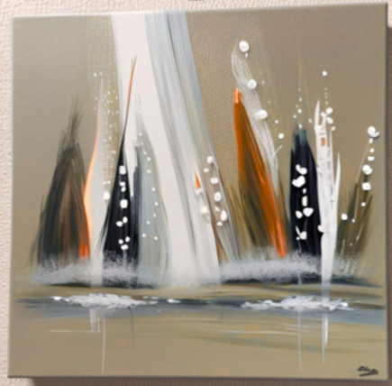 Tableau Abstrait Moderne – “Souffle de Lumière” – Beige, Blanc et Doré – Décoration Murale Design