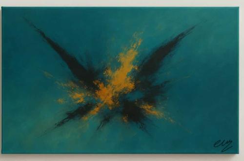 Tableau peinture Brume Mystique Bleu vert
