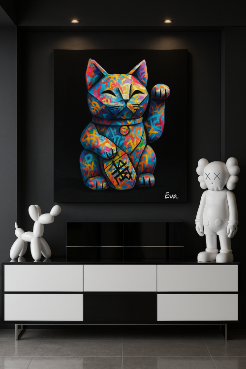 Peinture Maneki Neko Origamy Graffiti — Édition Limitée