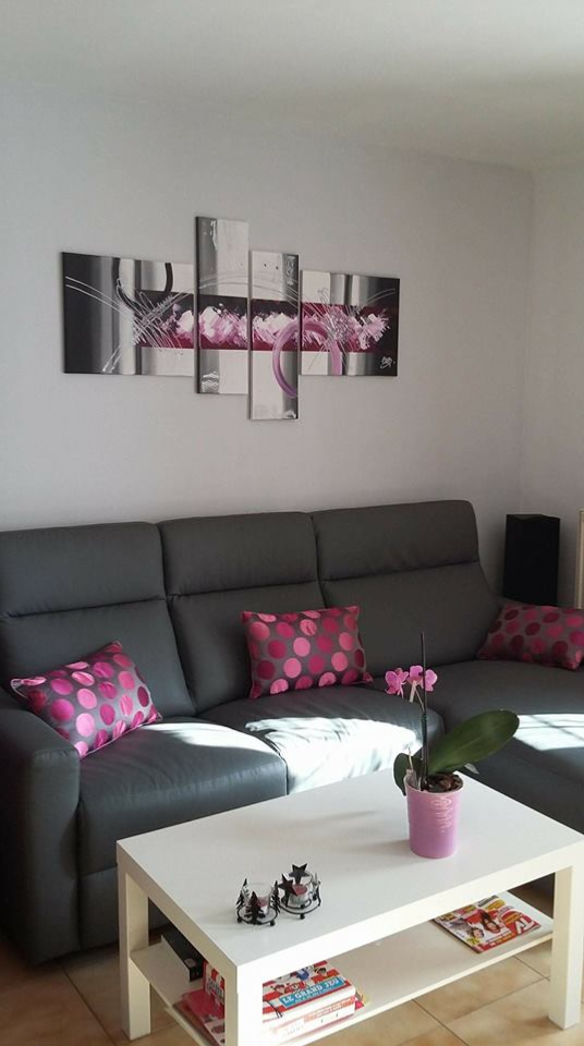 Tableau design fushia gris 