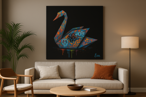 Peinture Cygne Origamy Graffiti — Édition Limitée 